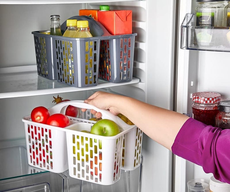 ORGANiZERS Organizer With Handle-Plastic Shower Caddy Basket With Compartments, Portable Divided Cleaning Supply Storage Organizer, Refrigerator Organizer - Image 5